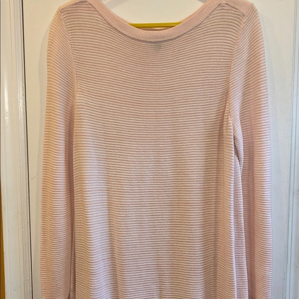 ANN TAYLOR FACTORY LIGHT PINK KNIT DRESS/TOP… RIBBED TEXTURE LONG SLEEVE SIZE XL